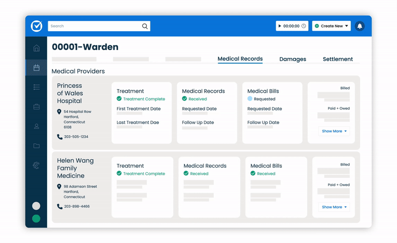 Clio's Personal injury case management software | Medical Provider Details