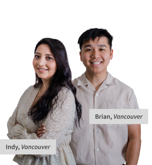 Headshots of two Canadian customer support team members, Indy and Brian from Vancouver.