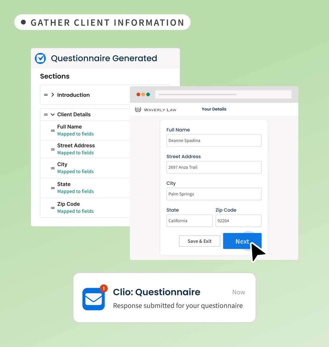 Clio Draft NA Draft Gather client information with online legal questionnaires