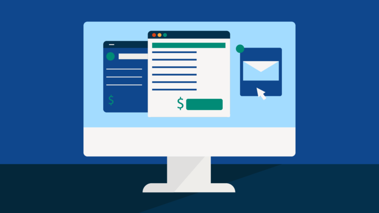 A graphic showing legal payment processing software on a computer
