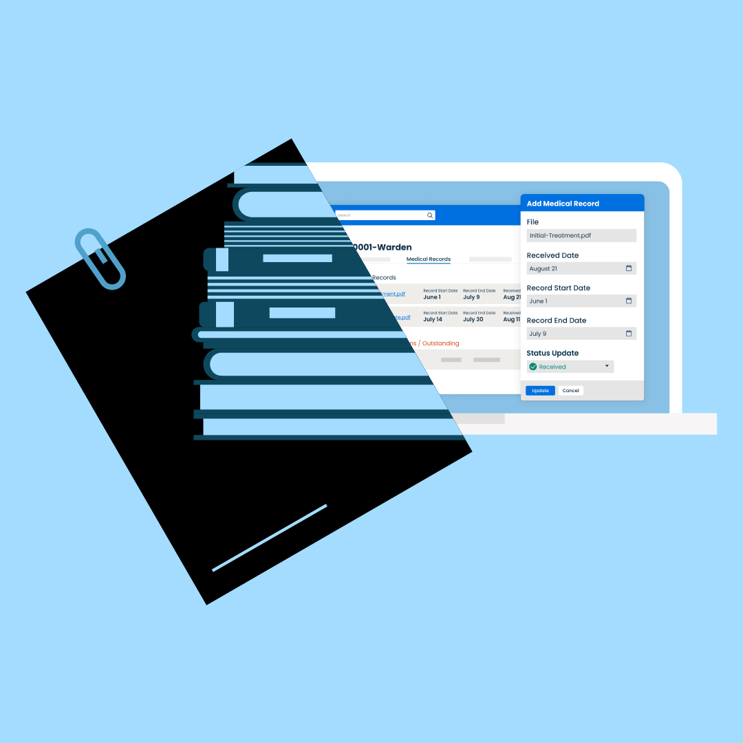 Personal injury case management software by Clio | Laptop with X-ray